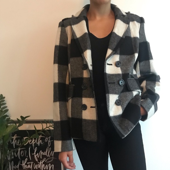 Banana Republic Checkered Carla Pea Coat - Picture 2 of 8